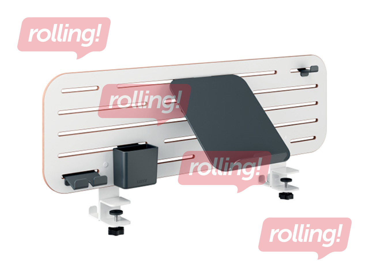 Galda organizators Leitz Ergo, perforēts, ar portatīvā datora turētāju, balts, 80x25cm