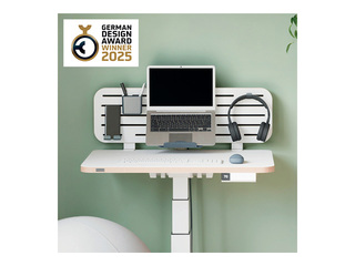 Galda organizators Leitz Ergo, perforēts, ar portatīvā datora turētāju, balts, 80x25cm