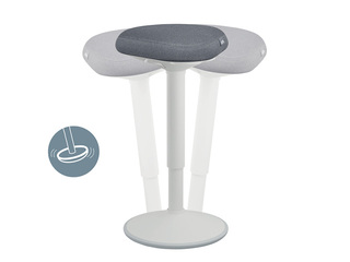 Active standing chair Leitz Ergo, with comfortable seat, white, grey