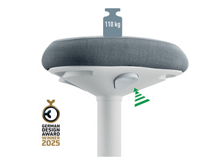 Active standing chair Leitz Ergo, with comfortable seat, white, grey