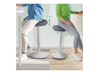 Aktīvās stāvēšanas krēsls Leitz Ergo, ar komfortablu sēdekli, balts, pelēks