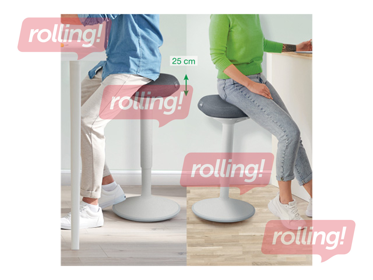 Aktīvās stāvēšanas krēsls Leitz Ergo, ar komfortablu sēdekli, balts, pelēks