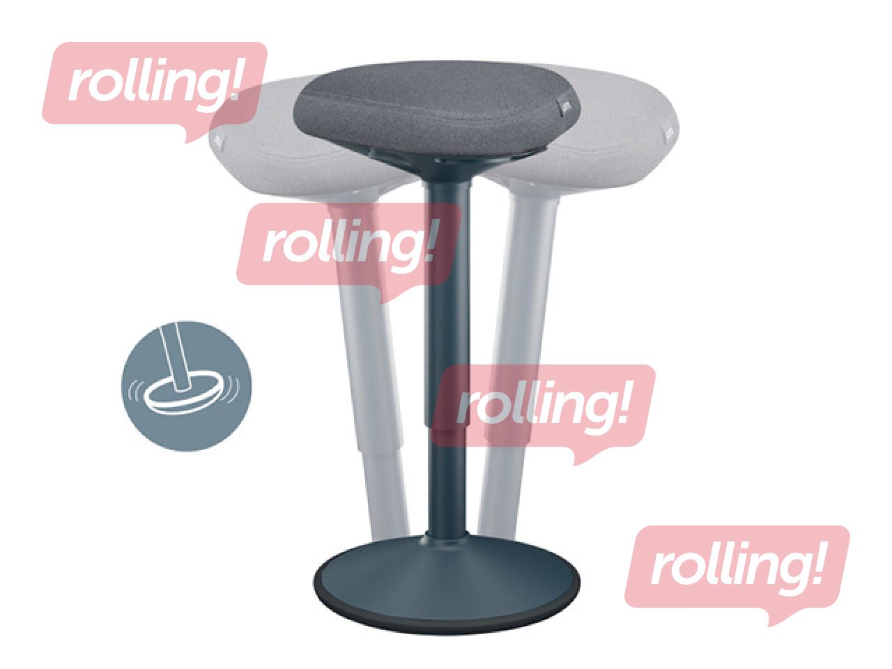 Aktīvās stāvēšanas krēsls Leitz Ergo, ar komfortablu sēdekli, pelēks