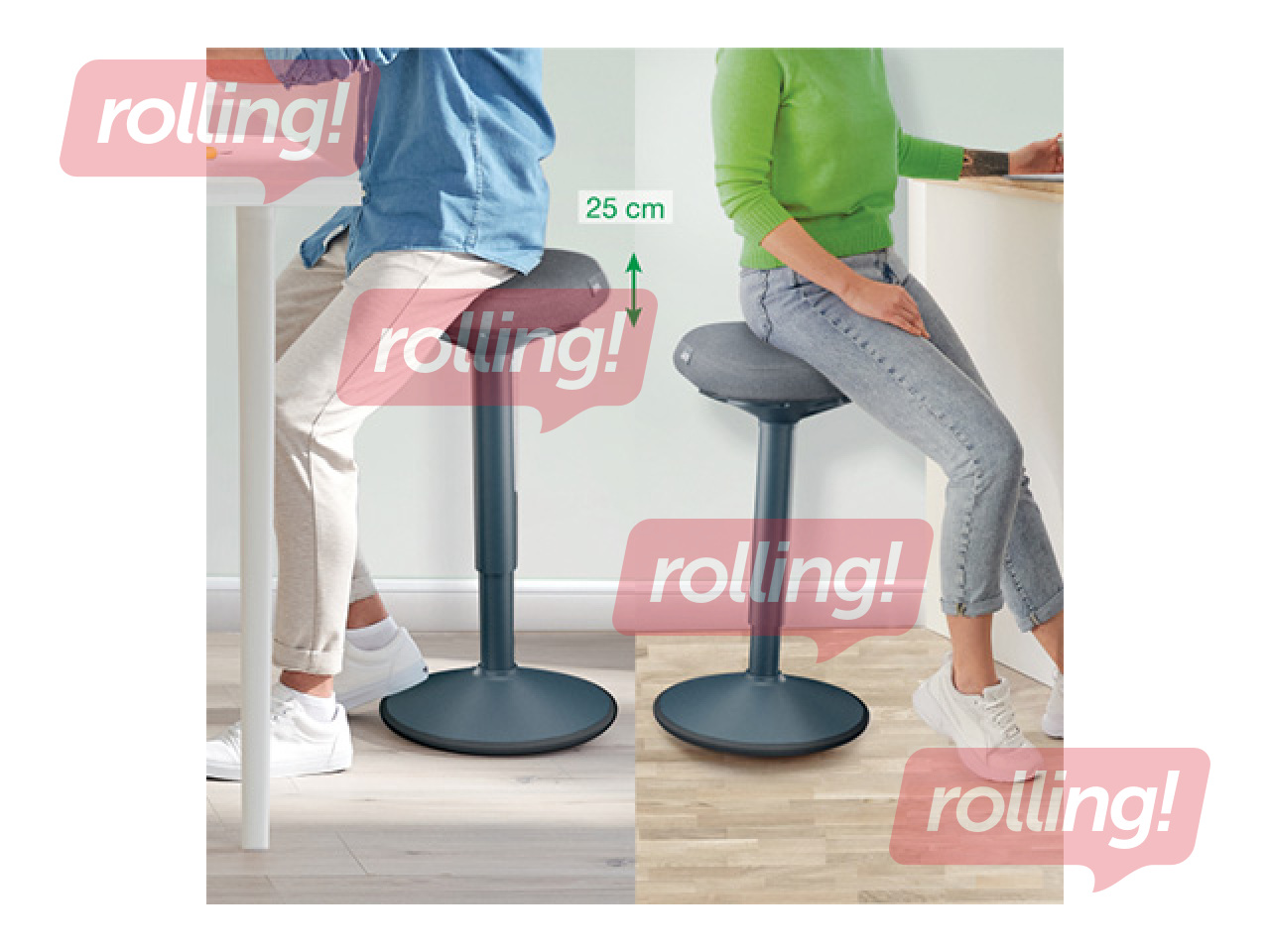 Aktīvās stāvēšanas krēsls Leitz Ergo, ar komfortablu sēdekli, pelēks