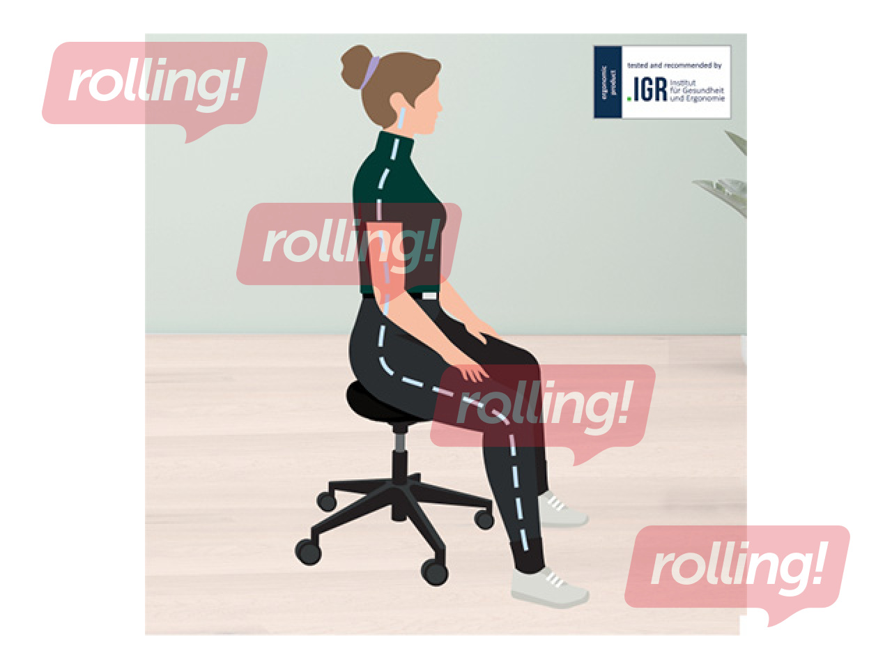 Active sitting chair Leitz Ergo, with comfortable seat, with wheels, black