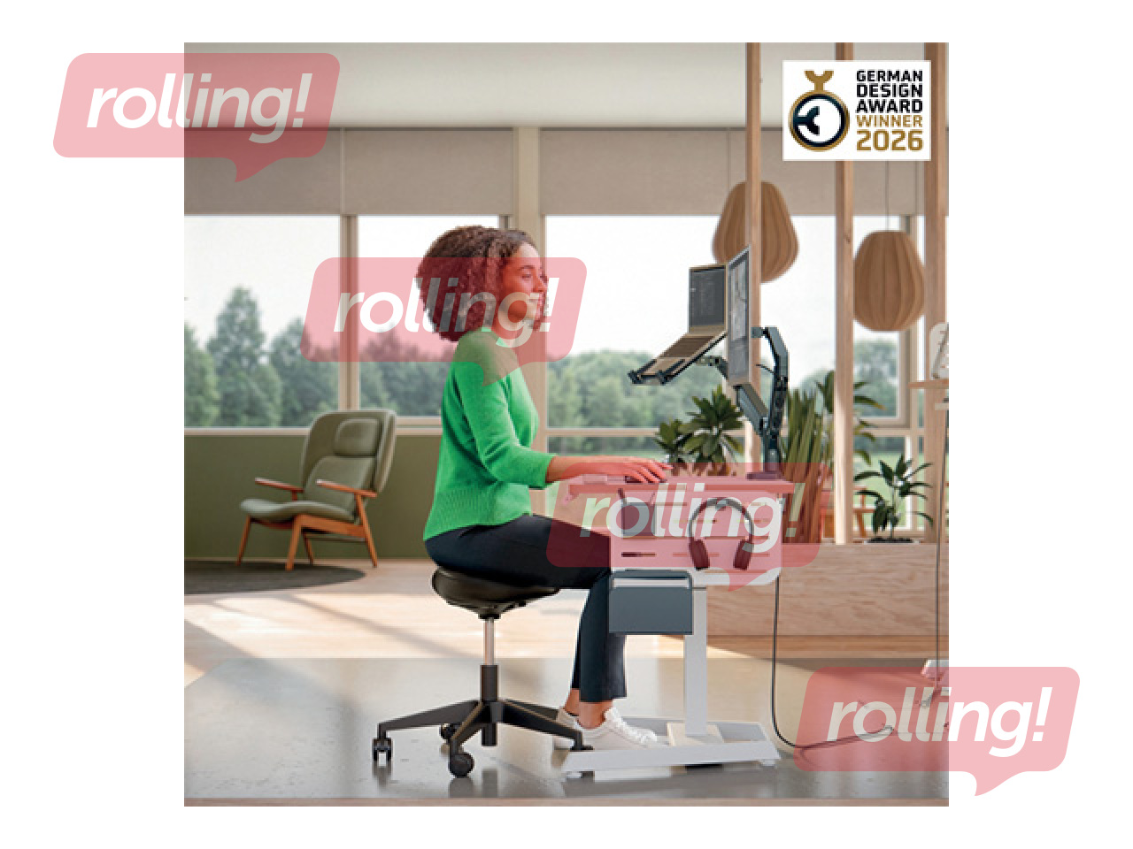 Active sitting chair Leitz Ergo, with comfortable seat, with wheels, black