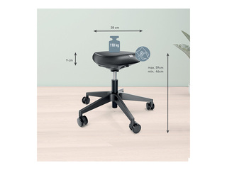 Active sitting chair Leitz Ergo, with comfortable seat, with wheels, black