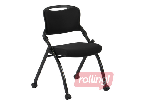 Стул для посетителей Lambada Go, складной, на колёсиках, чёрный