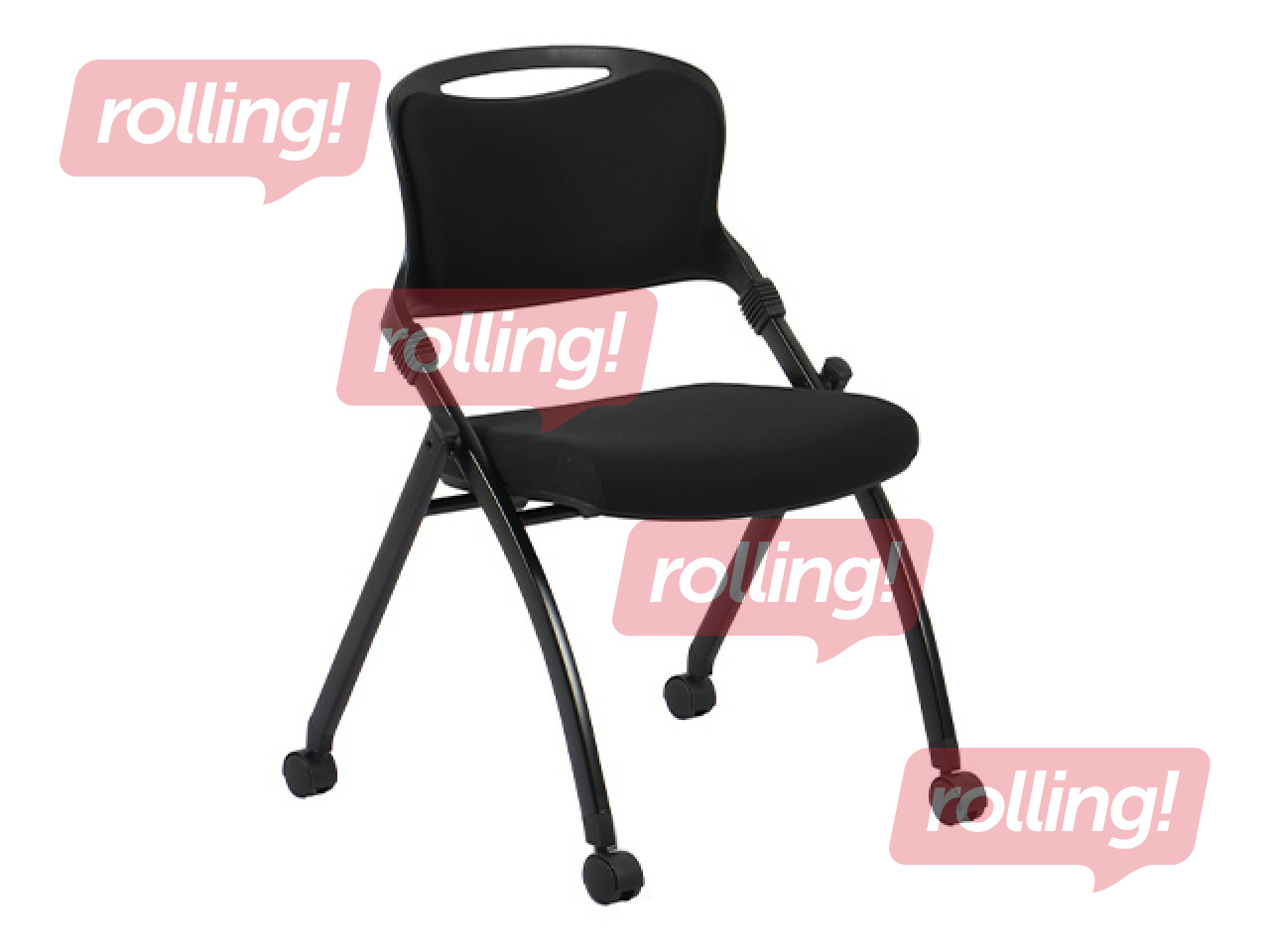 Стул для посетителей Lambada Go, складной, на колёсиках, чёрный