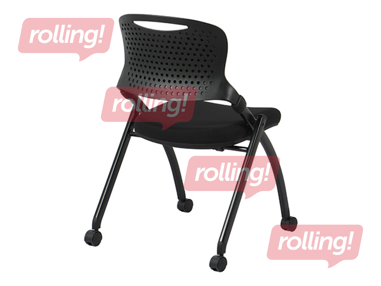 Стул для посетителей Lambada Go, складной, на колёсиках, чёрный