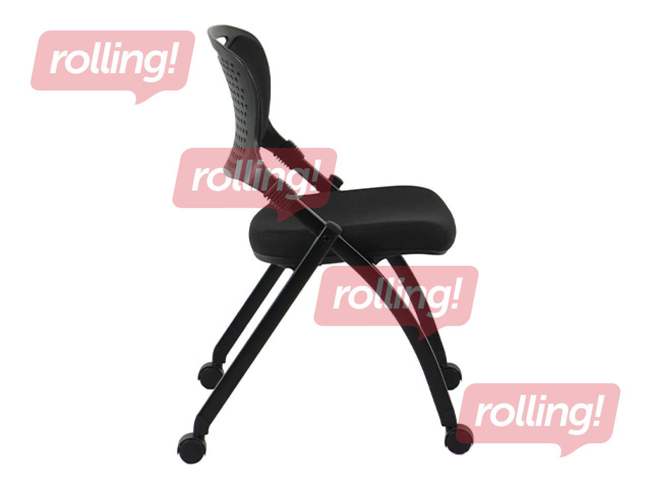 Стул для посетителей Lambada Go, складной, на колёсиках, чёрный