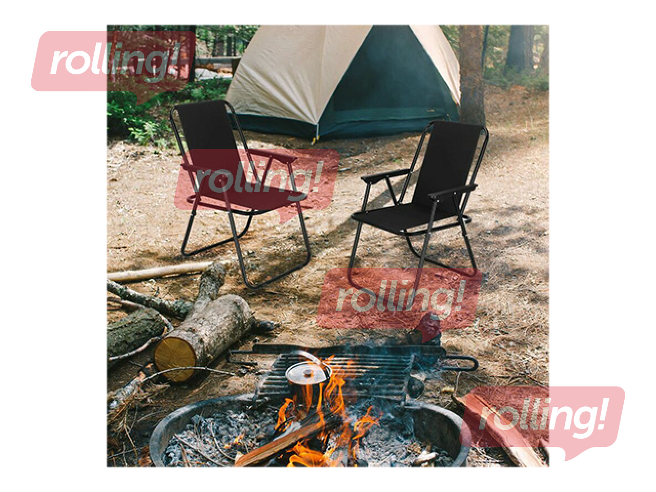 Krēsls Springos, saliekams, melns