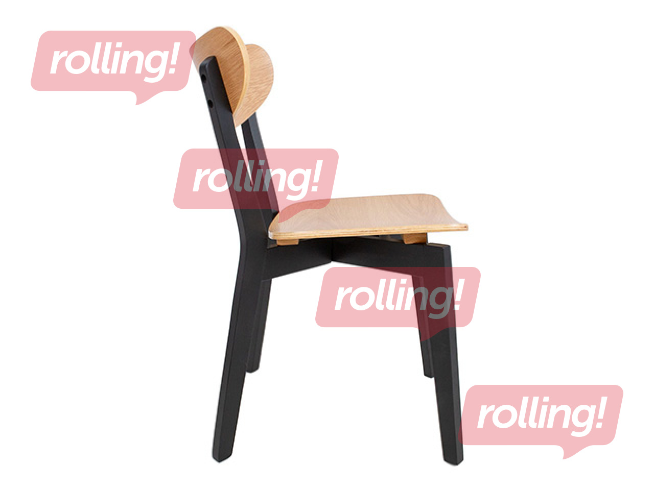 Krēsls Roxby, melns rāmis, ozola toņa sēdeklis