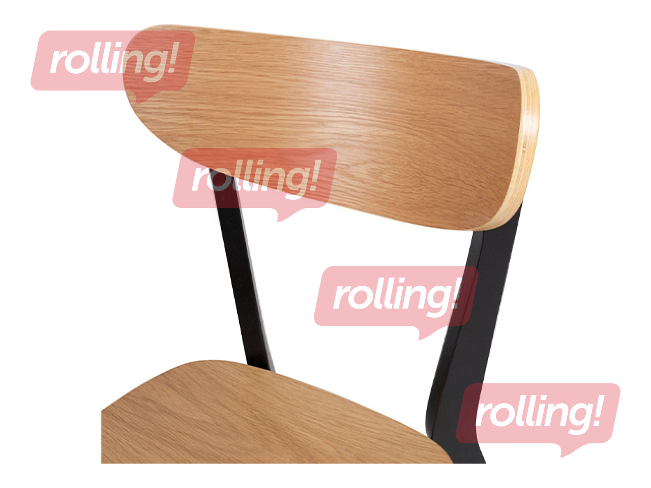 Krēsls Roxby, melns rāmis, ozola toņa sēdeklis