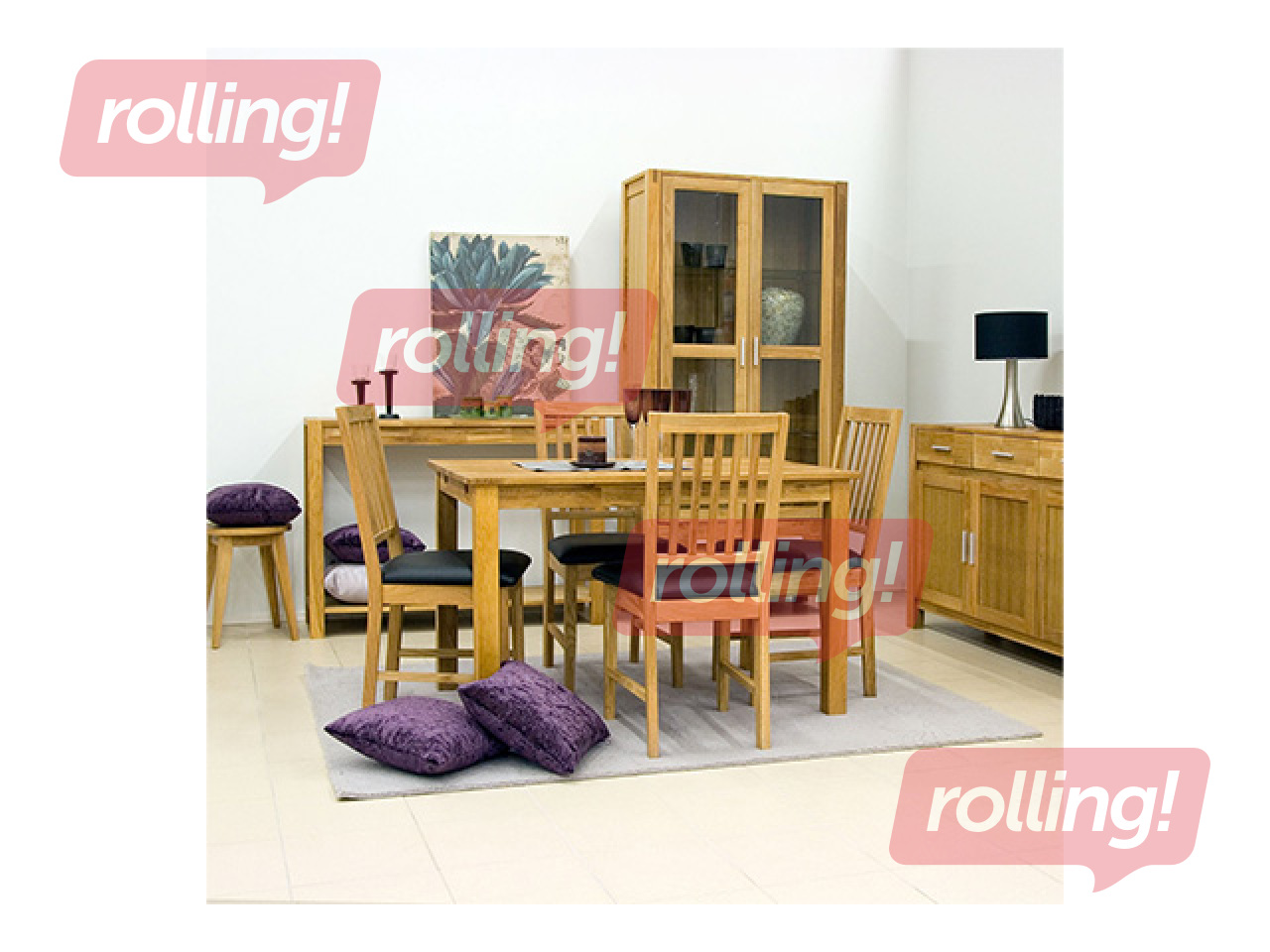 Chair Gloucester, oak, black artificial leather