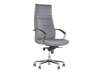 Executive Chair Iris, Steel MPD AL70, Lux Leather, grey