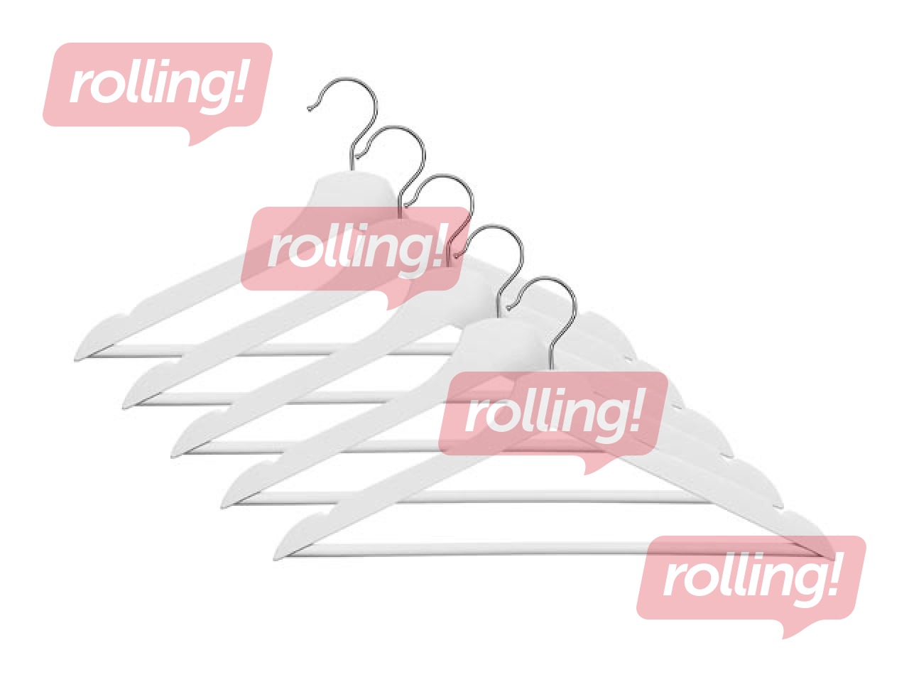 Drēbju pakaramais Domoletti, LSN001-W, balts, koks/metāls, 5 gab.