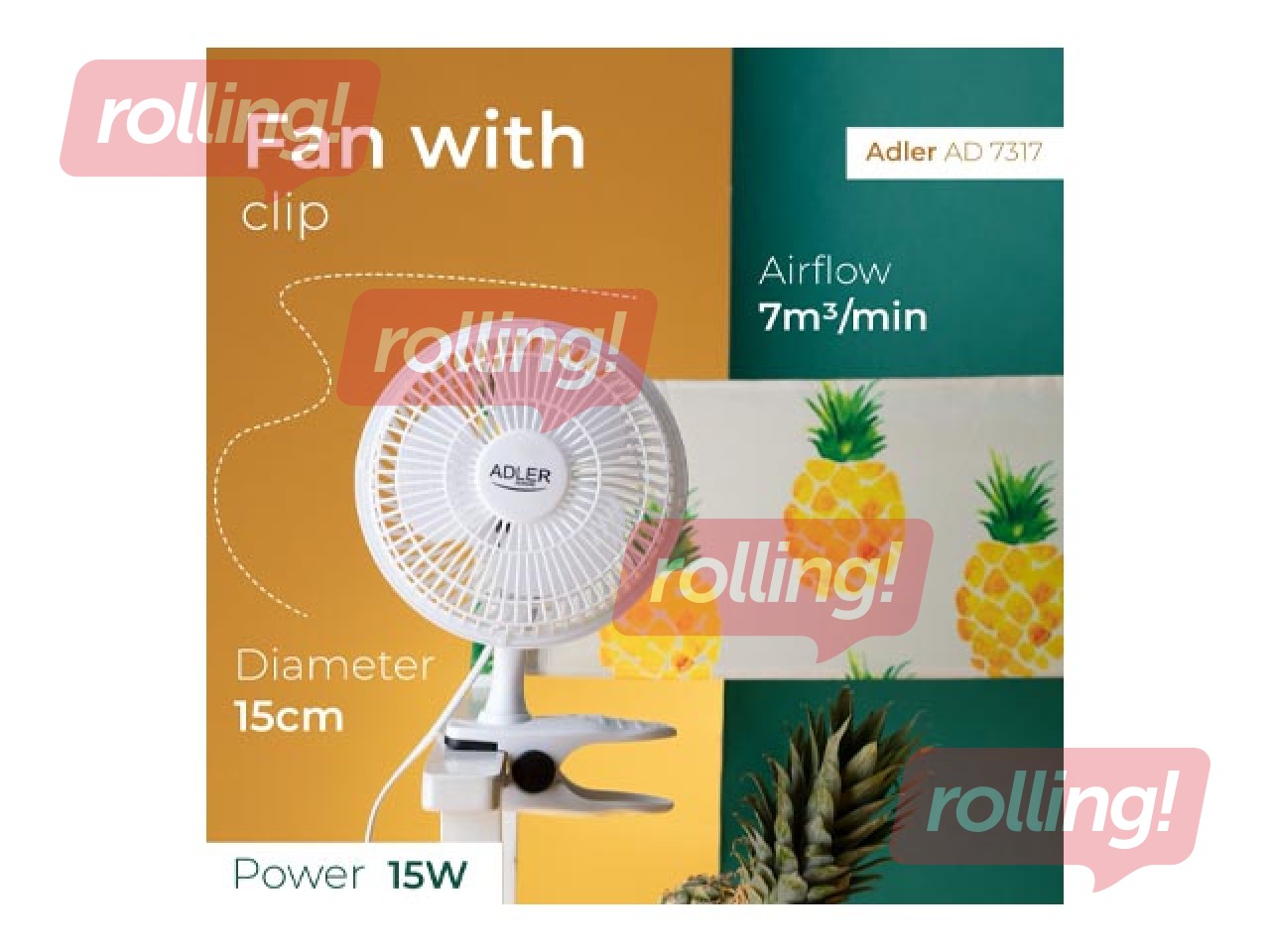 Galda ventilators Adler, AD7317, 30W, ø15cm, balts