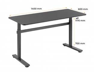Augstumā regulējams galds Up Up Loki, melns, 140x60cm