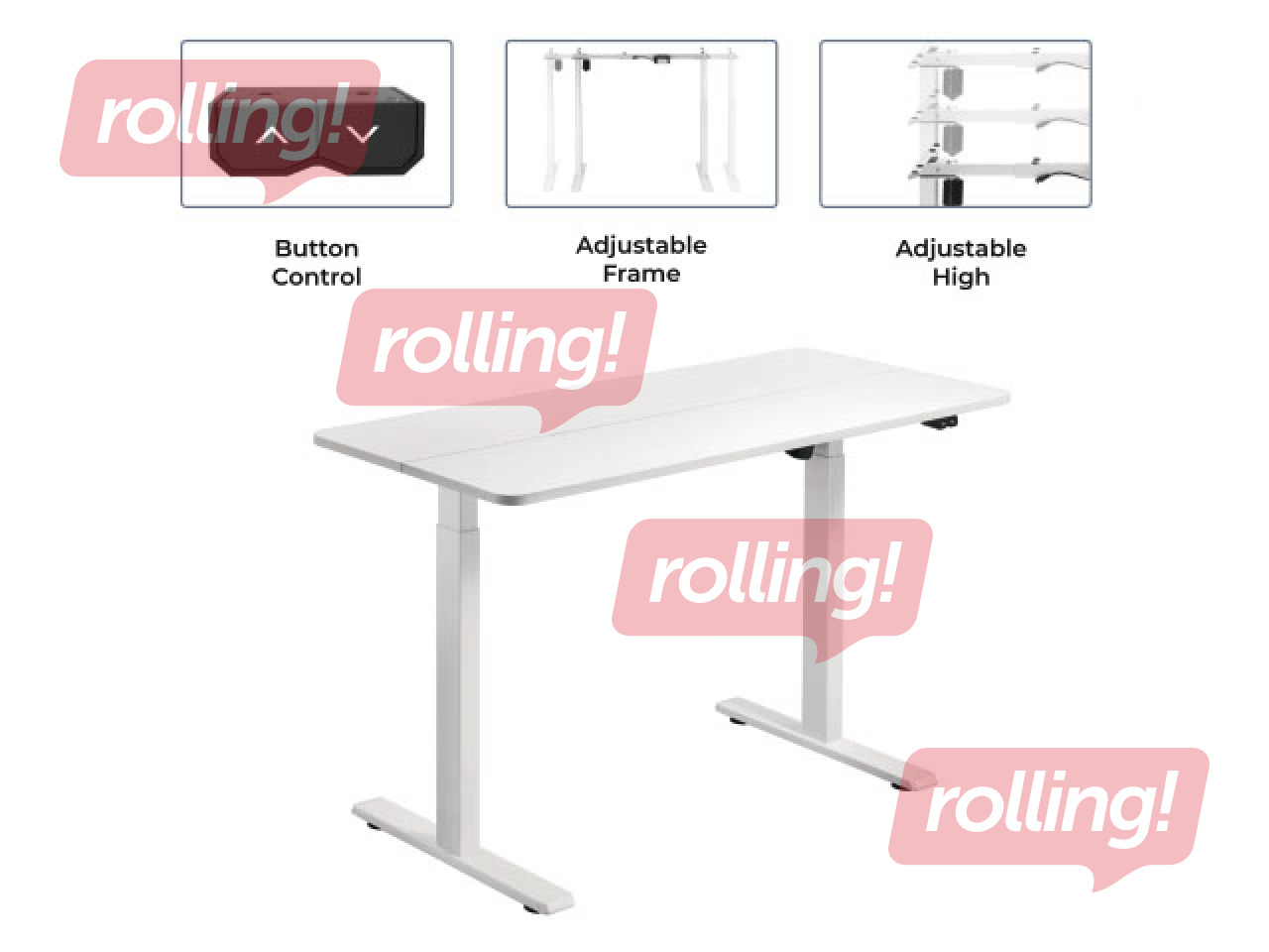 Augstumā regulējams galds Up Up Frigg, balts, 120x60cm