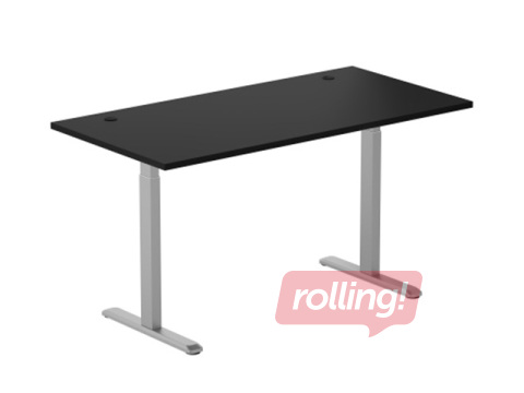 Electrically height-adjustable desk Up Up, Bjorn L, grey with black tabletop