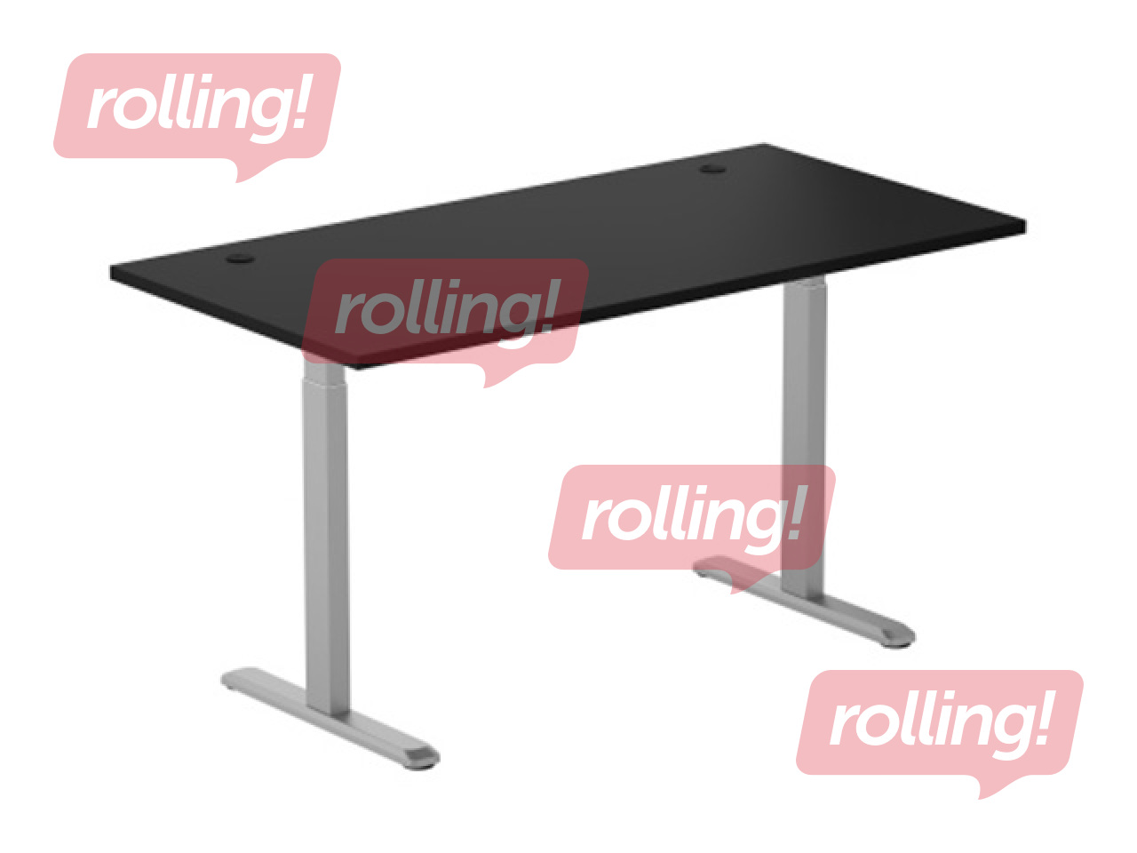 Electrically height-adjustable desk Up Up, Bjorn L, grey with black tabletop