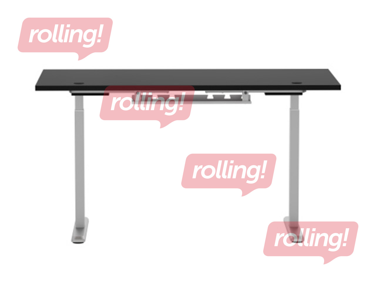 Electrically height-adjustable desk Up Up, Bjorn L, grey with black tabletop