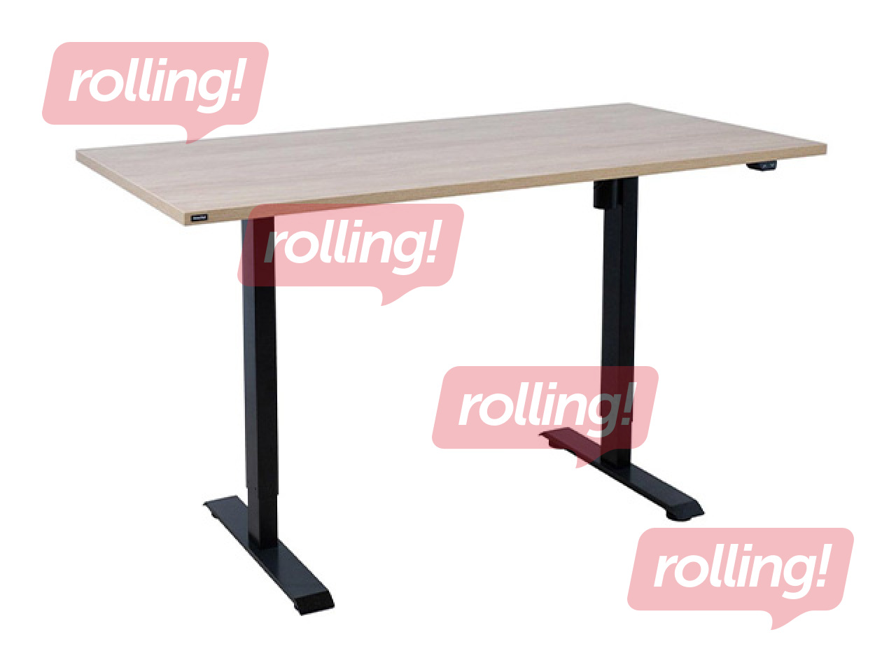 Augstumā regulējams galds Ergo, melns rāmis, hikorija koka toņa virsma, 160x80cm