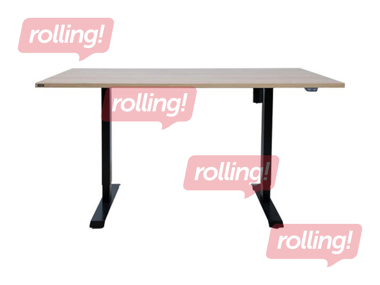 Augstumā regulējams galds Ergo, melns rāmis, hikorija koka toņa virsma, 160x80cm