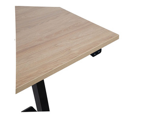 Augstumā regulējams galds Ergo, melns rāmis, hikorija koka toņa virsma, 160x80cm