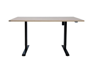 Регулируемый по высоте стол Ergo, чёрная рама, столешница цвета гикори, 160x80см
