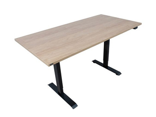 Регулируемый по высоте стол Ergo, чёрная рама, столешница цвета гикори, 160x80см