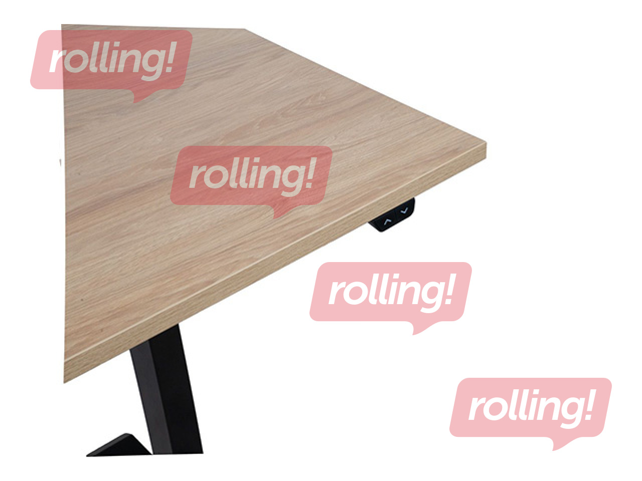 Регулируемый по высоте стол Ergo, чёрная рама, столешница цвета гикори, 160x80см