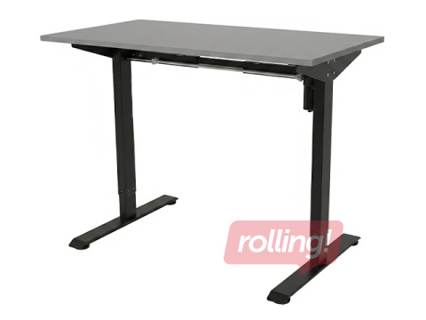 Height-adjustable desk, black frame, graphite grey top, 160x80cm