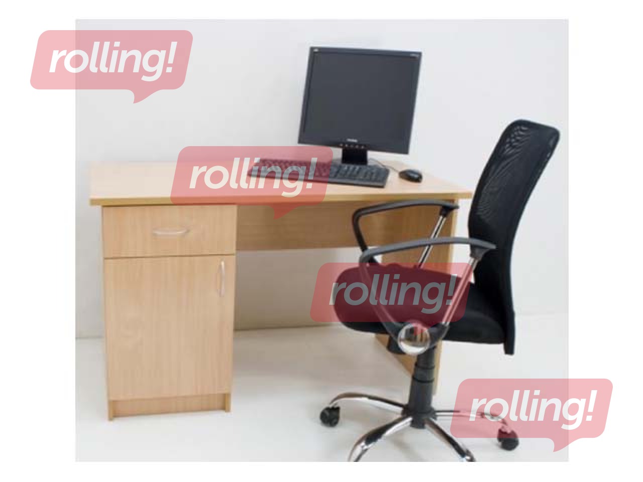 Office desk with side cabinet, drawer and door