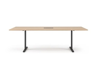 Conference table, Easy-2000, 6 seats, amber oak tone, black legs