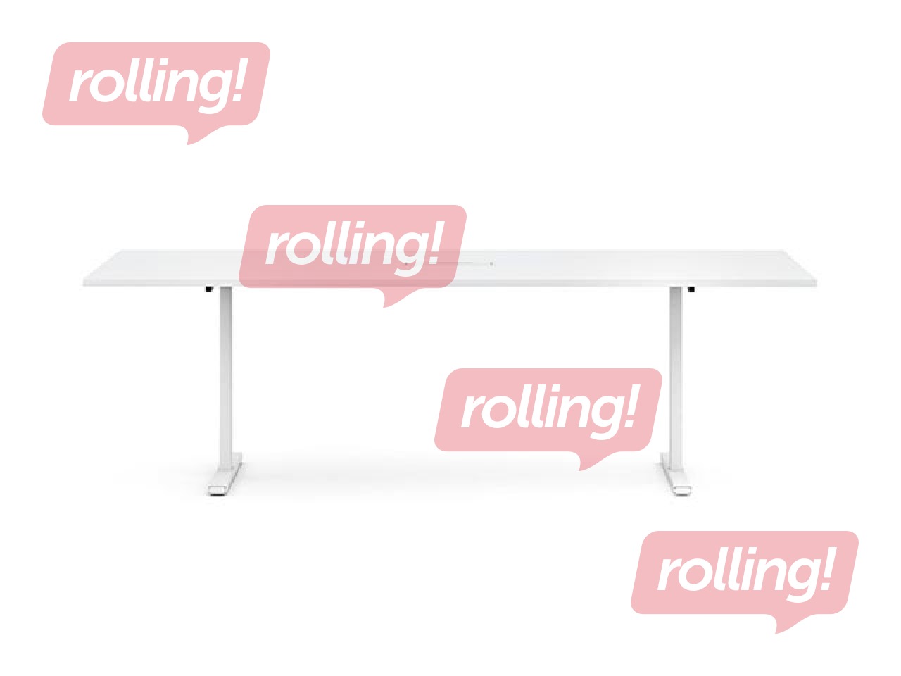 Conference table, Easy-2000, 6 seats, white melamine, white legs