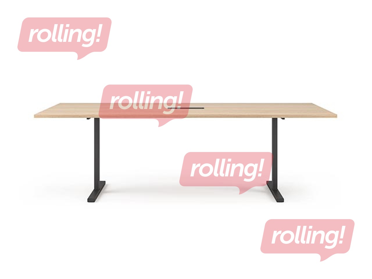 Konferenču galds Easy-2400, melns rāmis, dzintara ozola toņa virsma, 240x120x74cm