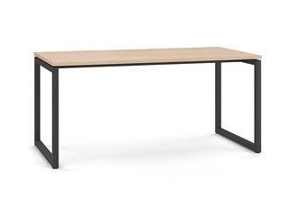 Biroja galds, metāla, melns rāmis, dzintara ozola toņa virsma, 140x70x74cm