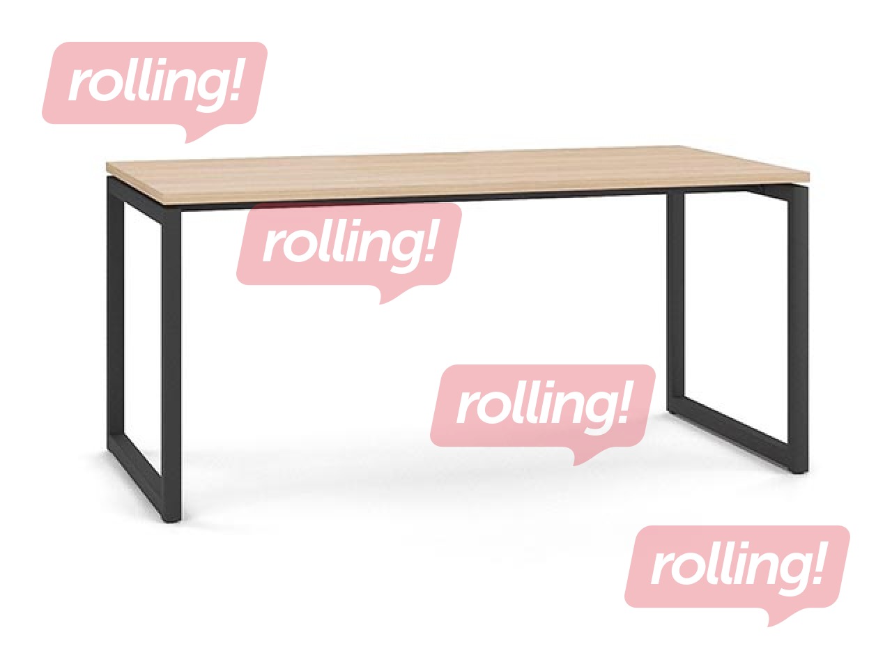 Офисный стол с металлическим каркасом и О-образными ножками, оттенок янтарного дуба