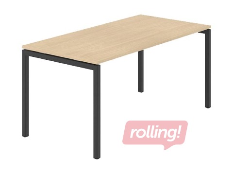 Biroja galds, metāla, melns rāmis, dzintara ozola toņa virsma, 140x70x74cm