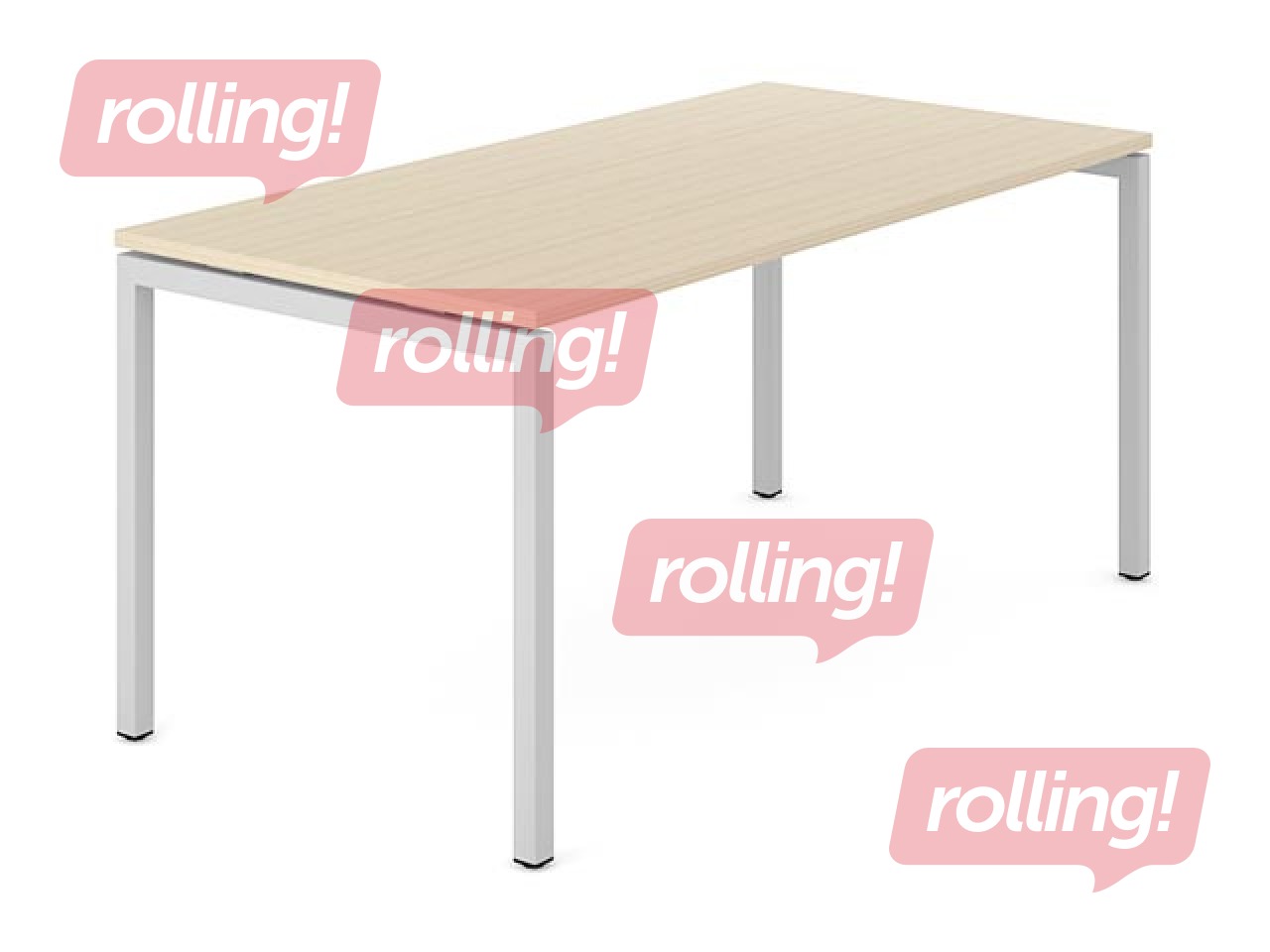 Biroja galds, metāla, sudraba rāmis, dzintara ozola toņa virsma, 140x70x74cm