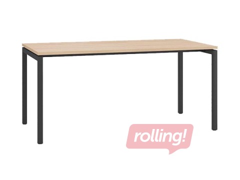 Biroja galds, metāla, melns rāmis, dzintara ozola toņa virsma, 160x80x74,1cm