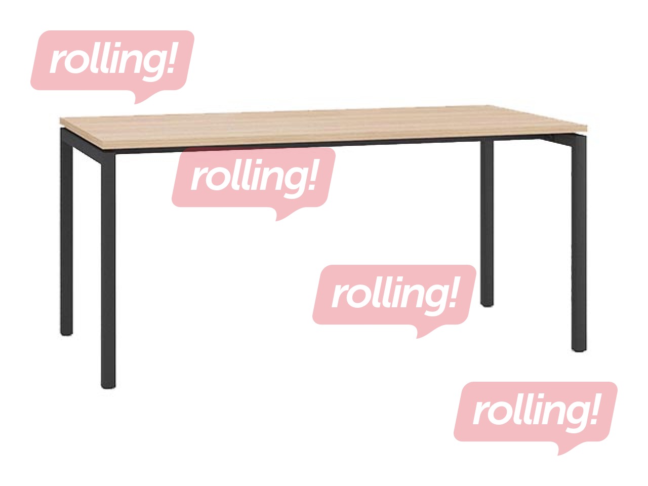 Офисный стол с металлическим каркасом и U-образными ножками, 160 см, тон янтарного дуба