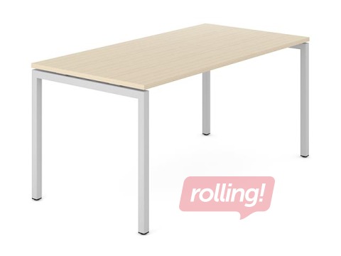 Biroja galds, sudraba rāmis, dzintara ozola toņa virsma, 160x80x74cm