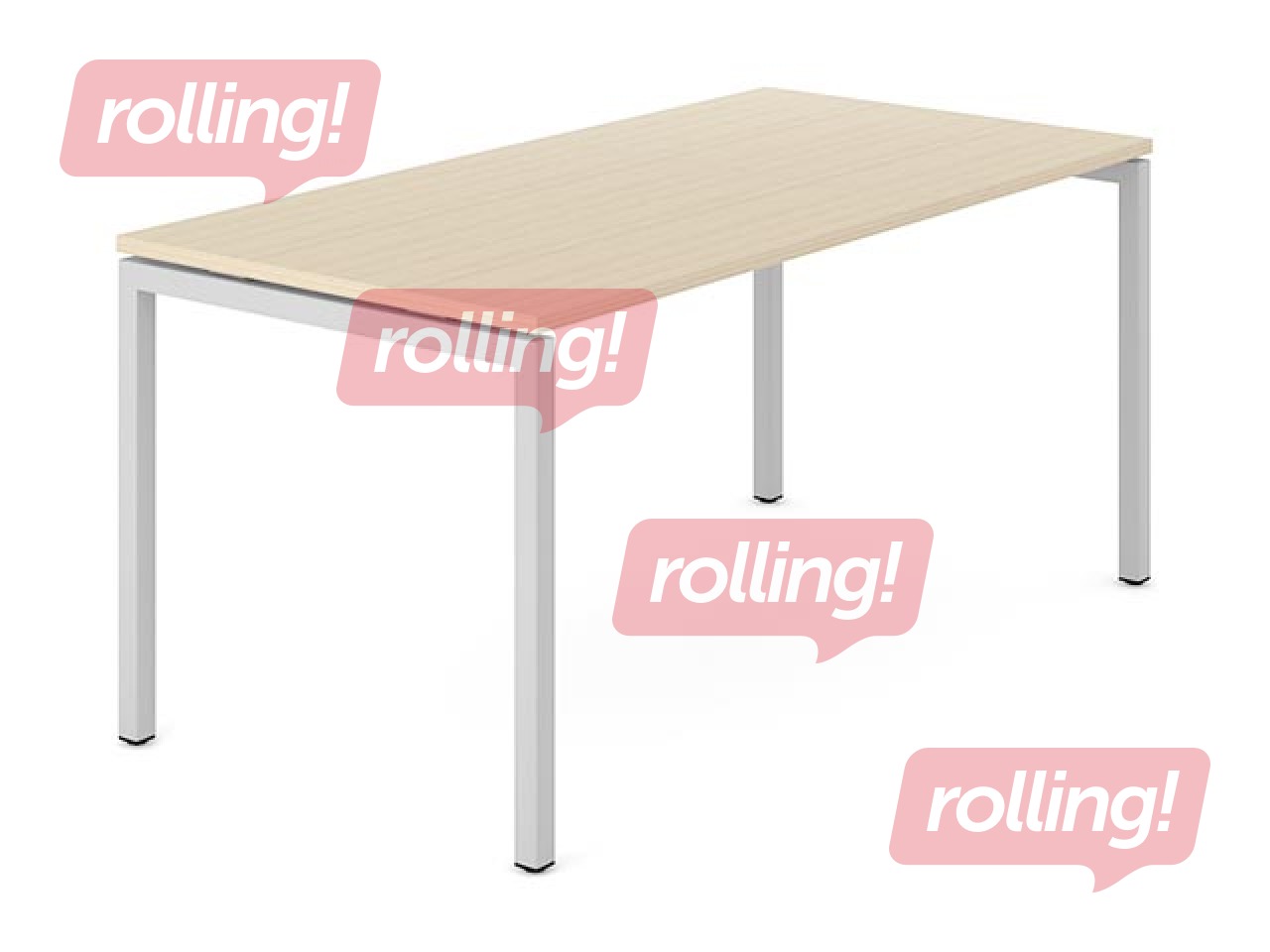 Офисный стол с металлическим каркасом и U-образными ножками, 160 см, тон янтарного дуба