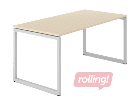 Biroja galds, metāla, sudraba rāmis, dzintara ozola toņa virsma, 160x80x74cm