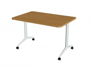 Conference table with folding top ALMA, R60, with wheels, beech/grey, 120x80cm