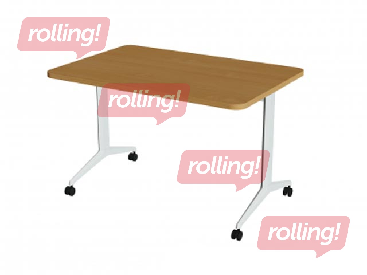 Konferenču galds Alma R60, ar nolokāmu virsmu un riteņiem, pelēks rāmis, dižskābardis toņa virsma