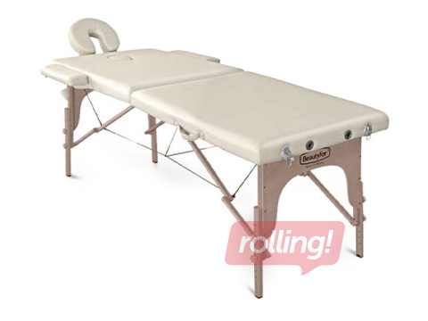 Massage table, foldable, wooden, beige
